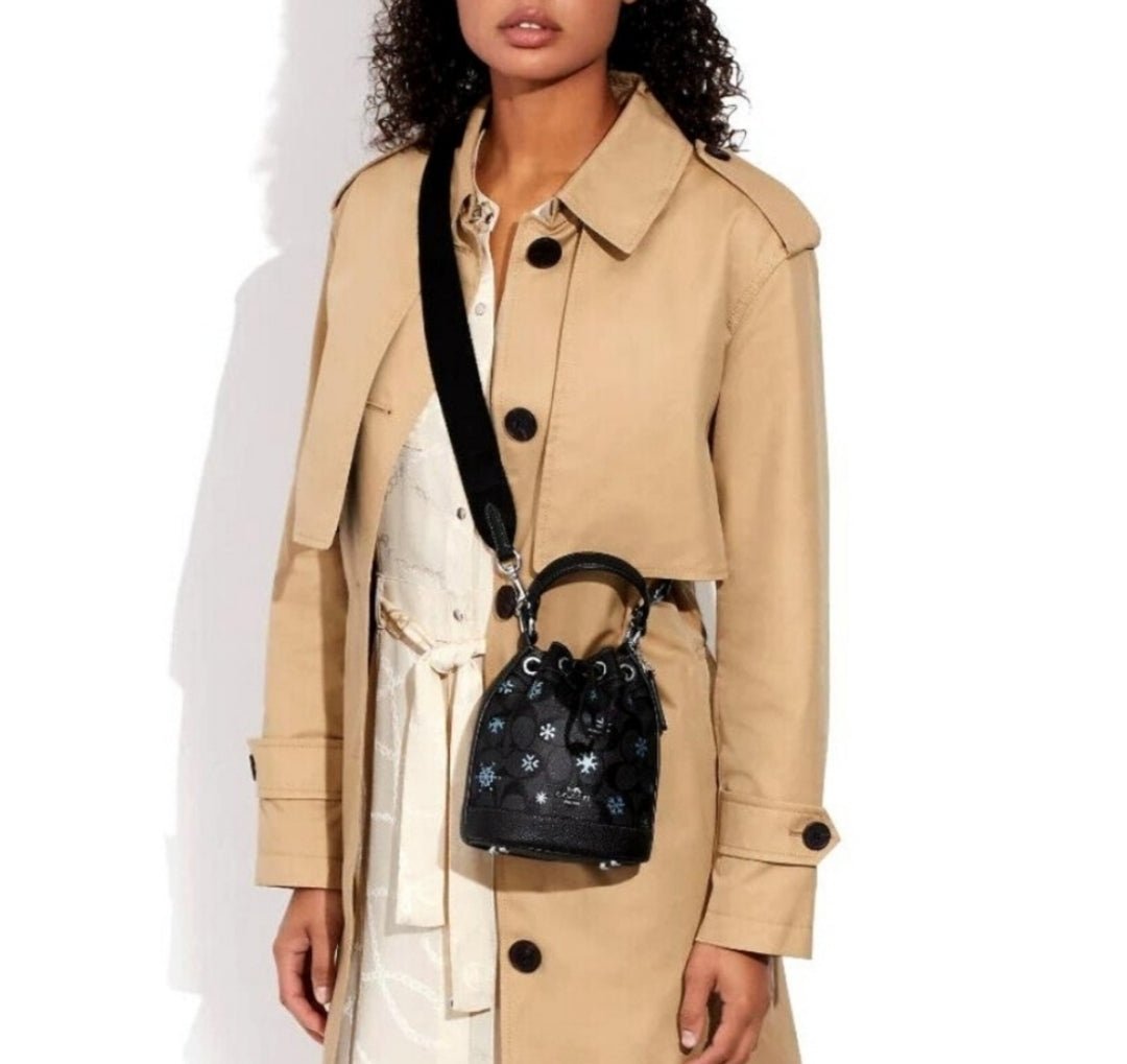 Coach Dempsey Snowflake Logo Bucket Crossbody Black