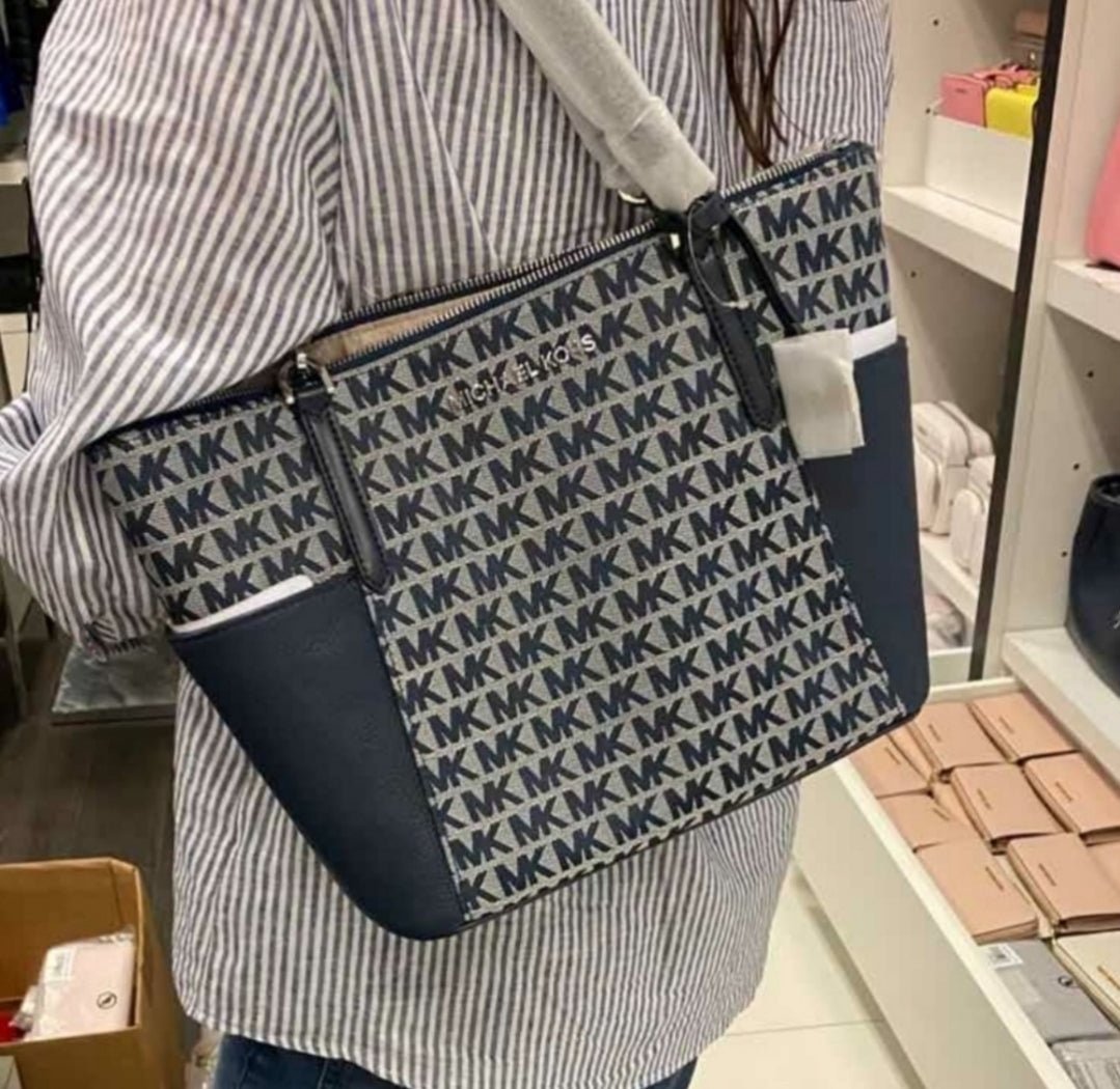 Michael Kors Bedford Logo LG Shoulder Bag Blue