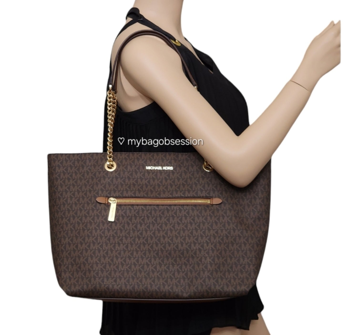 Michael Kors Jet Set Large Logo Shoulder Bag Brown