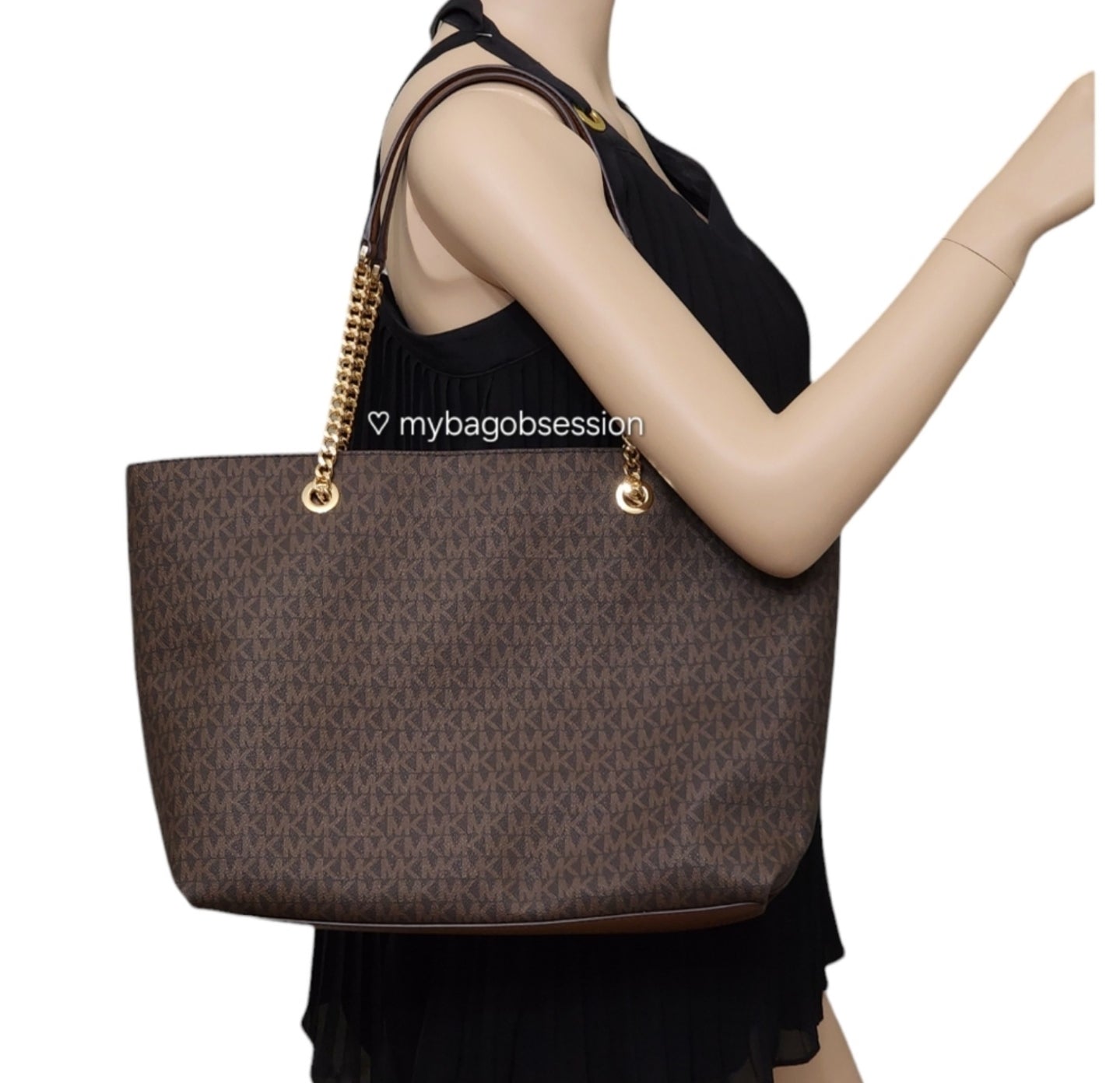 Michael Kors Jet Set Large Logo Shoulder Bag Brown