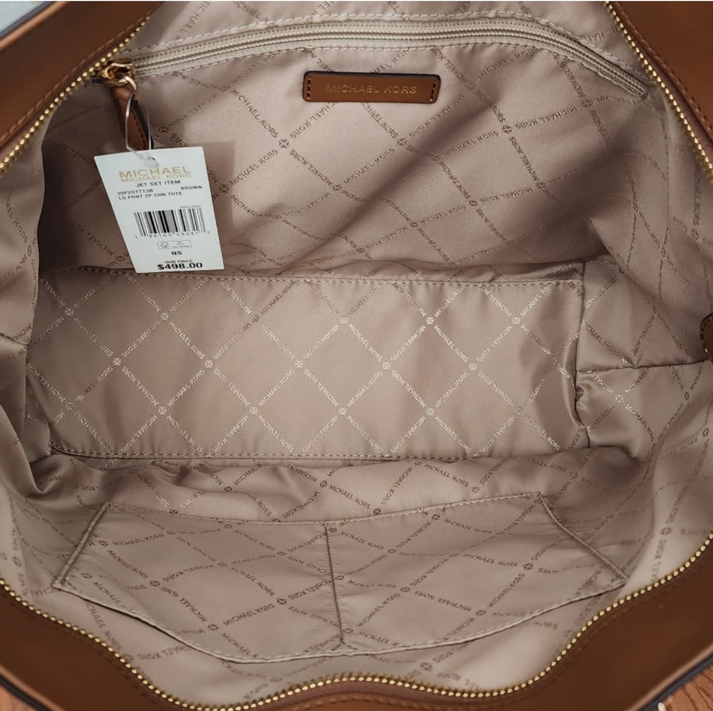 Michael Kors Jet Set Large Logo Shoulder Bag Brown