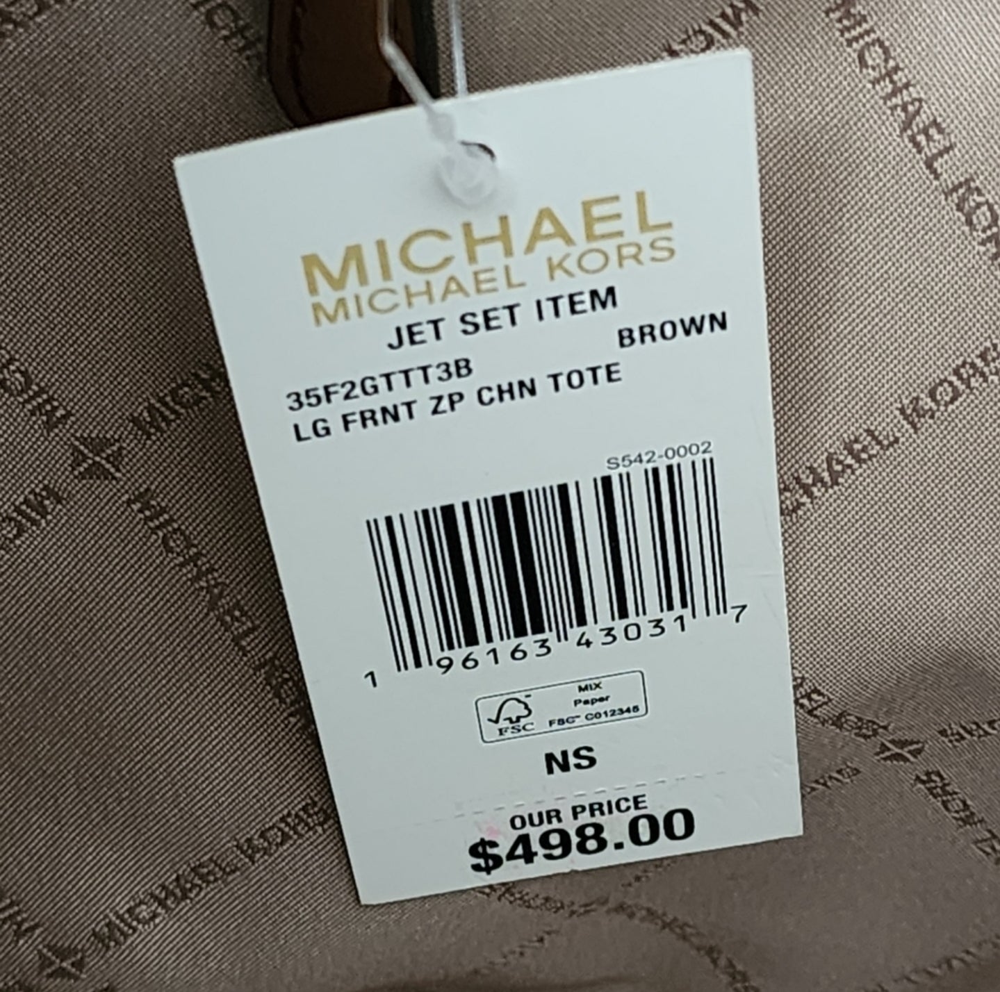 Michael Kors Jet Set Large Logo Shoulder Bag Brown