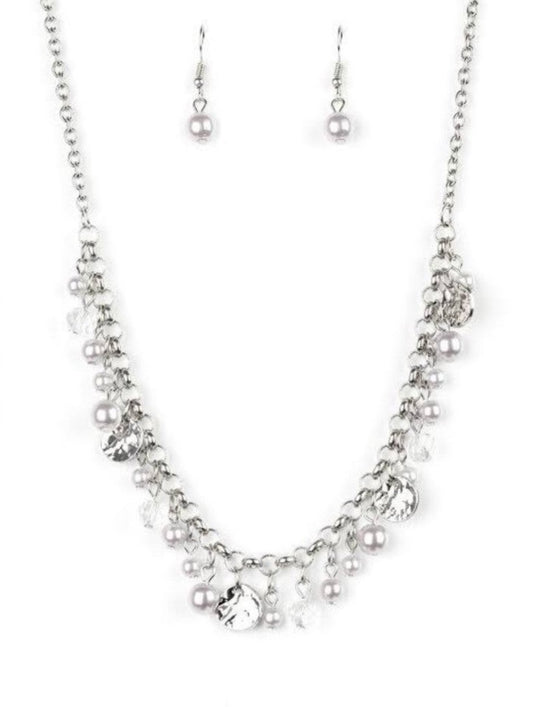 Paparazzi Coastal Cache Silver Necklace & Earrings