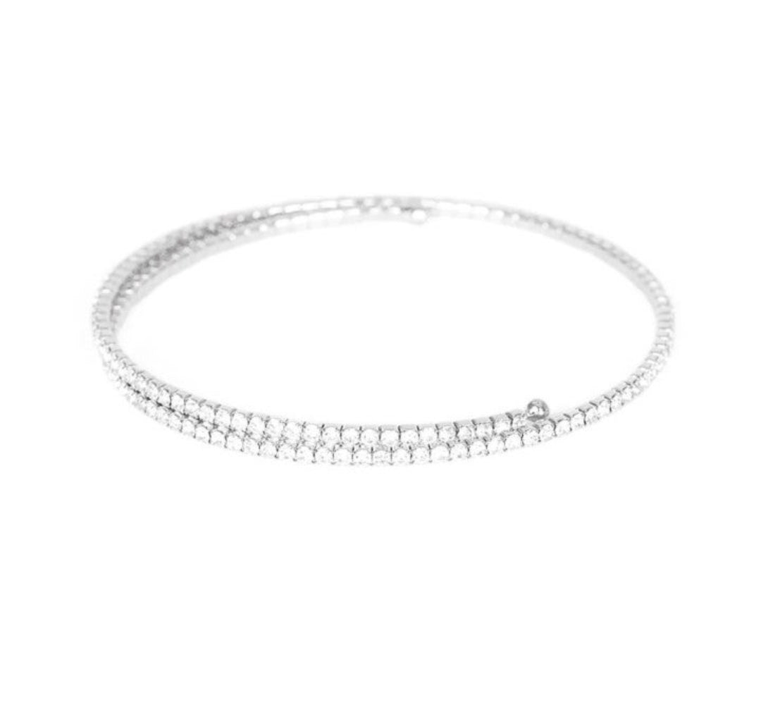 Paparazzi Sleek Sparkle White Rhinestone Coil Bracelet