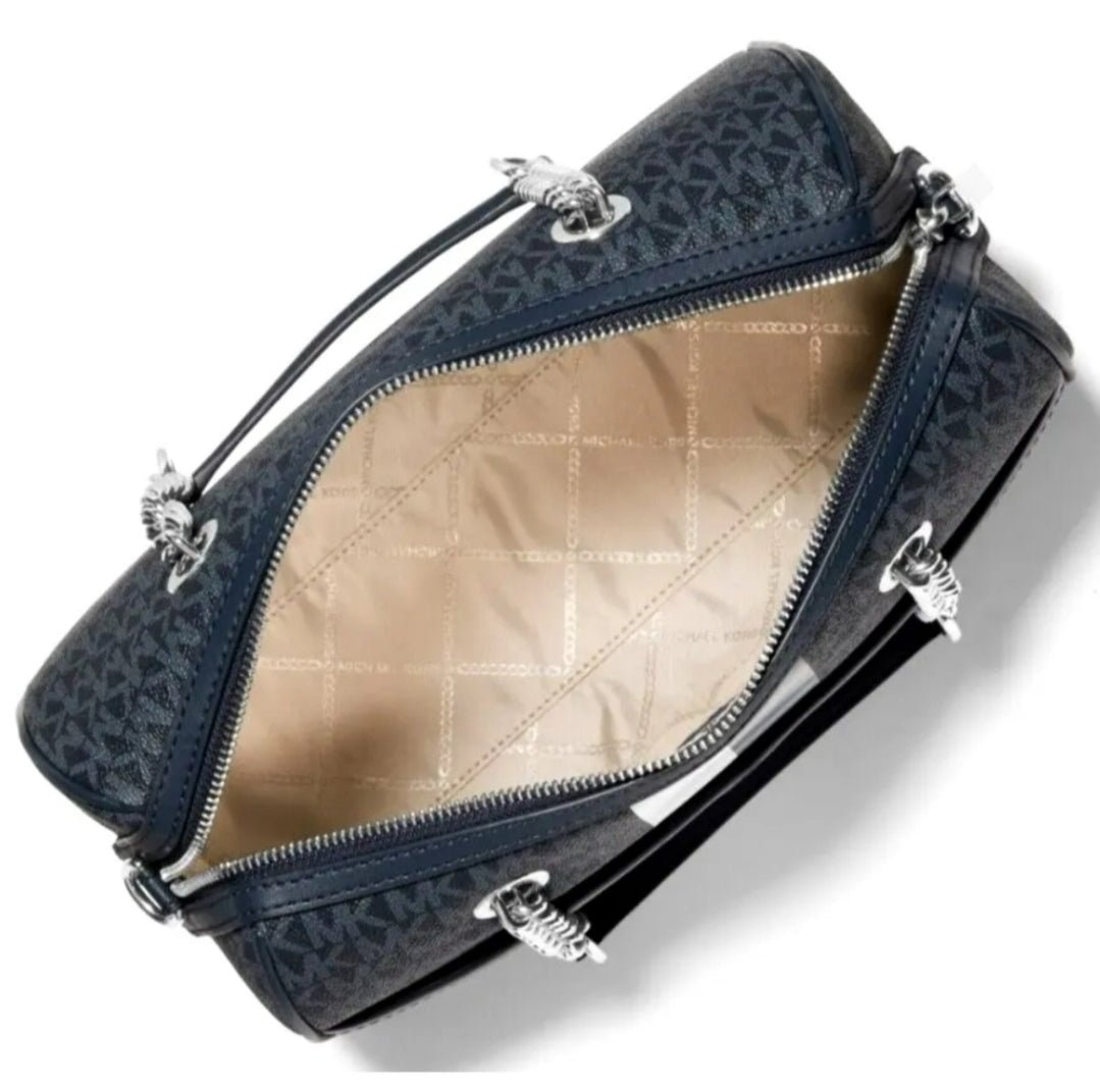 Michael Kors Blaire Duffle Logo Medium Blue Satchel Crossbody