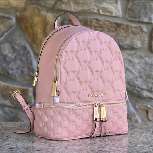 Michael Kors Rhea Embossed Logo MD Backpack Pink