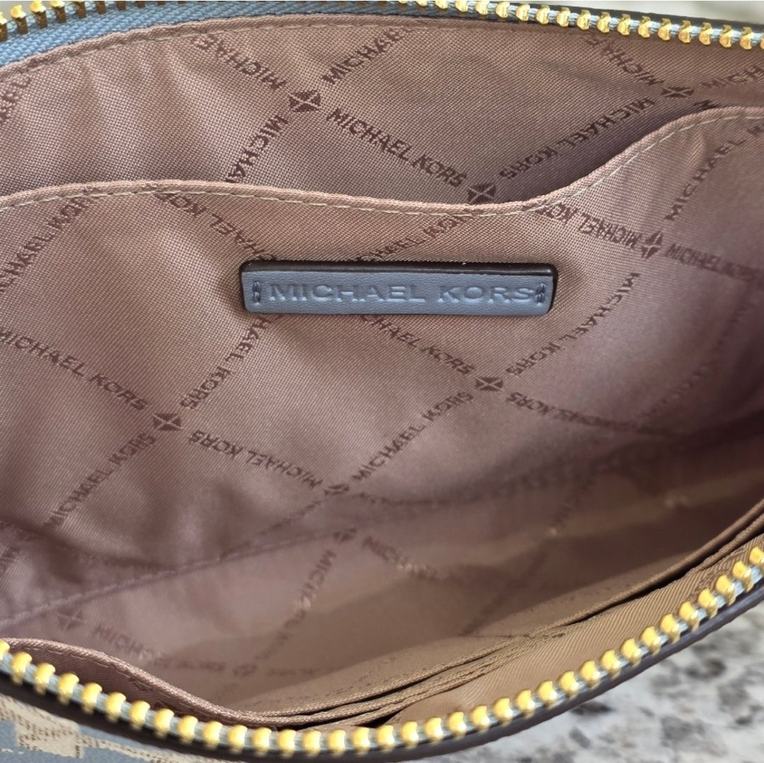 Michael Kors Jet Set Logo LG Zip Clutch Wristlet Blue