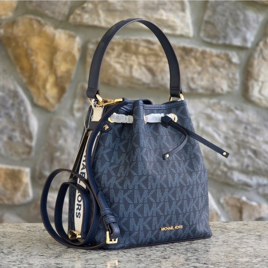 Michael Kors Maeve Bucket Logo Satchel Blue