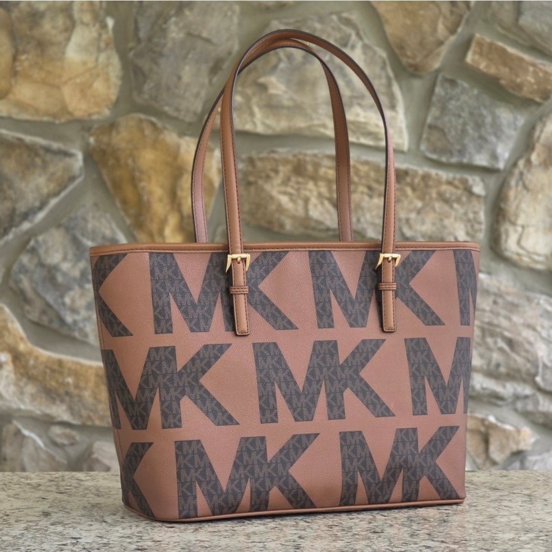 Michael Kors Jet Set Large Top Zip Brown Tote