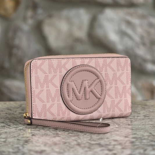 Michael Kors Brynn Logo Pink Wristlet Wallet