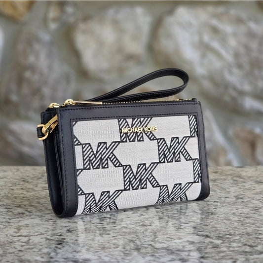 Michael Kors Jet Set Logo LG Double Zip Wristlet
