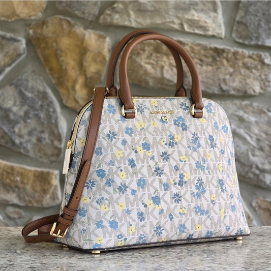 Michael Kors Cindy Logo Floral LG Satchel