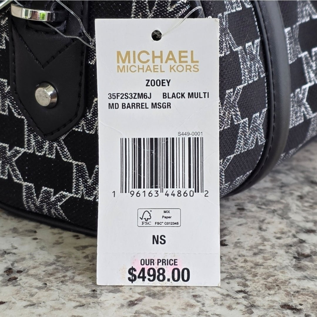 Michael Kors Zooey Barrel Logo MD Crossbody Black