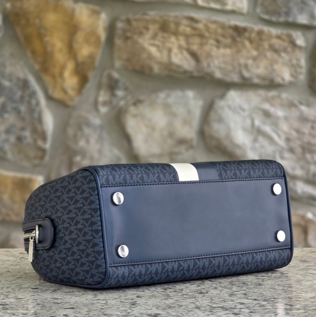 Michael Kors Blaire Duffle Logo Medium Blue Satchel Crossbody