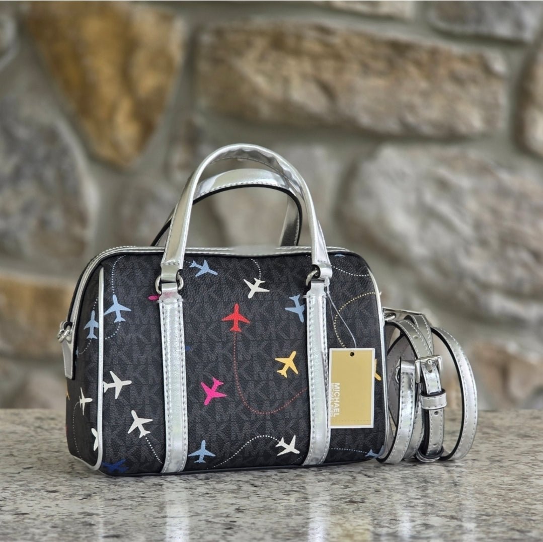 Michael Kors Small Airplane Black Duffle Crossbody
