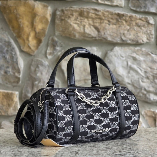 Michael Kors Zooey Barrel Logo MD Crossbody Black
