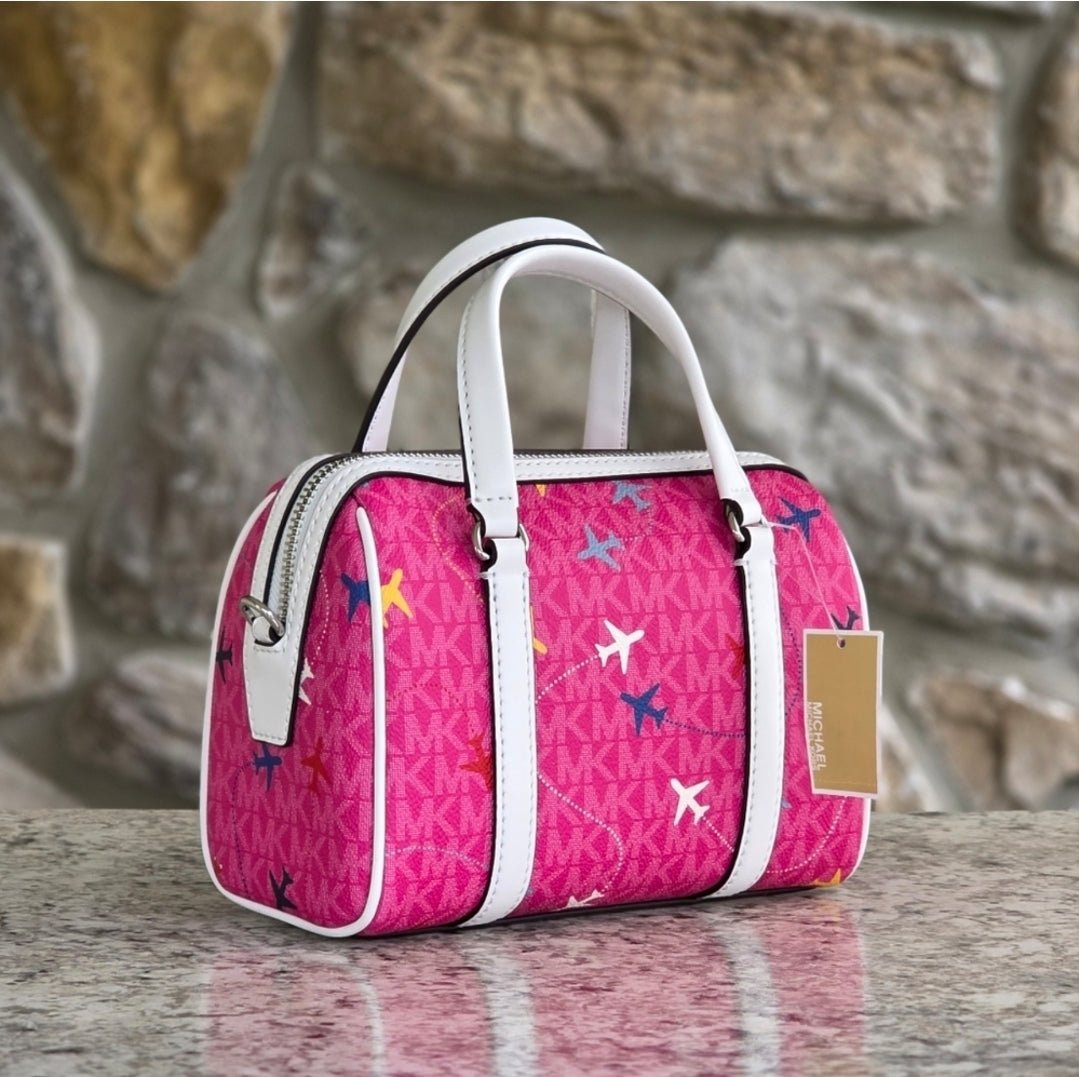 Michael Kors Small Airplane Pink Duffle Crossbody