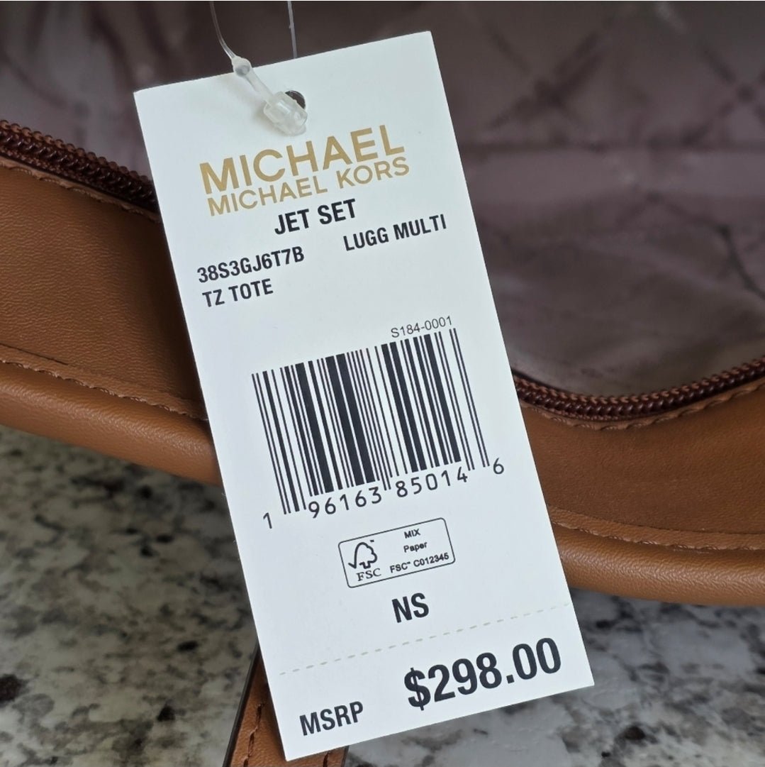 Michael Kors Jet Set Large Top Zip Brown Tote
