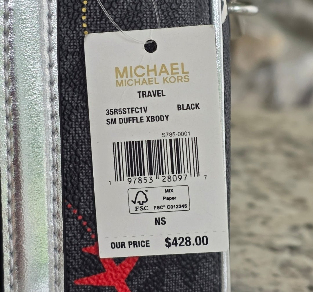 Michael Kors Small Airplane Black Duffle Crossbody