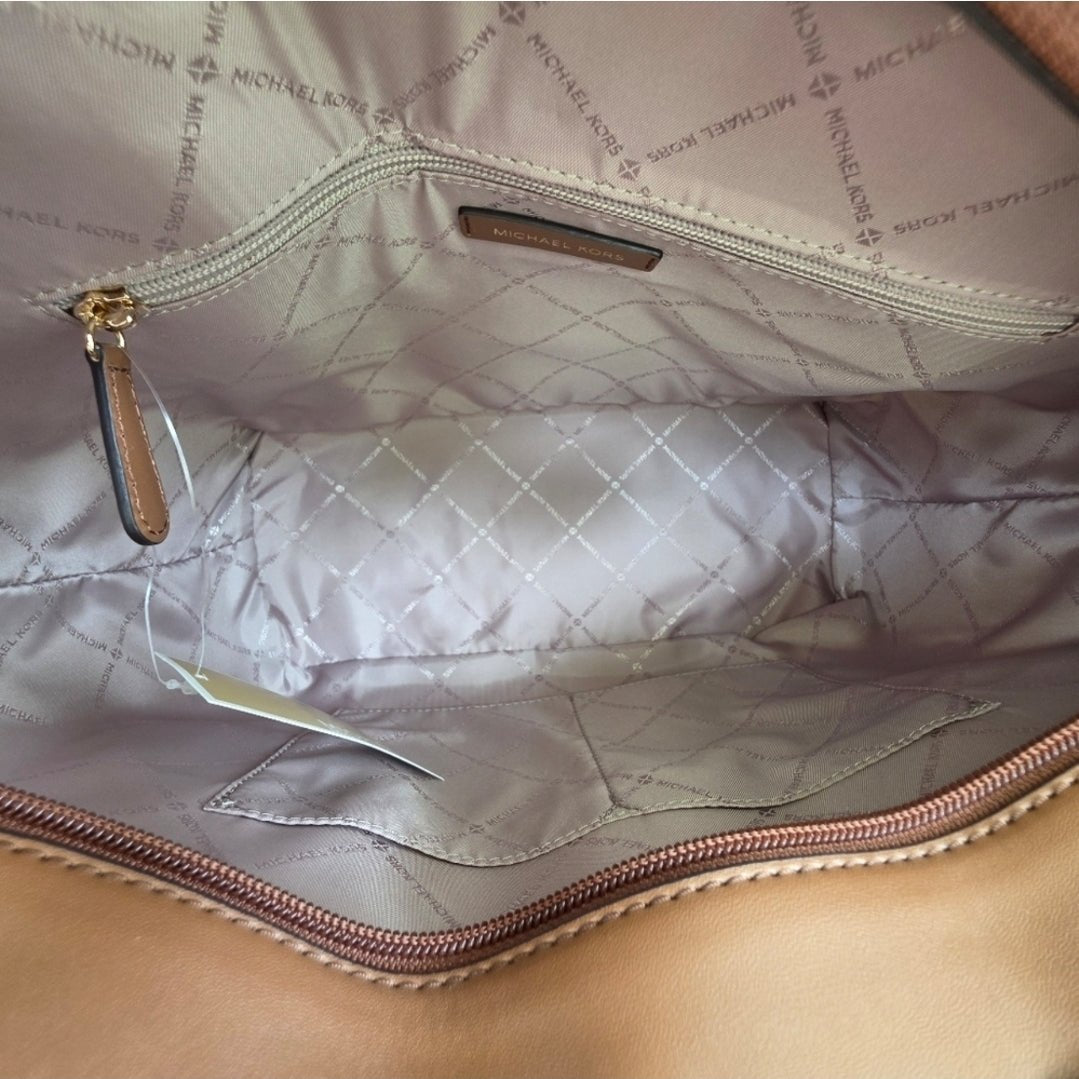 Michael Kors Jet Set Large Top Zip Brown Tote