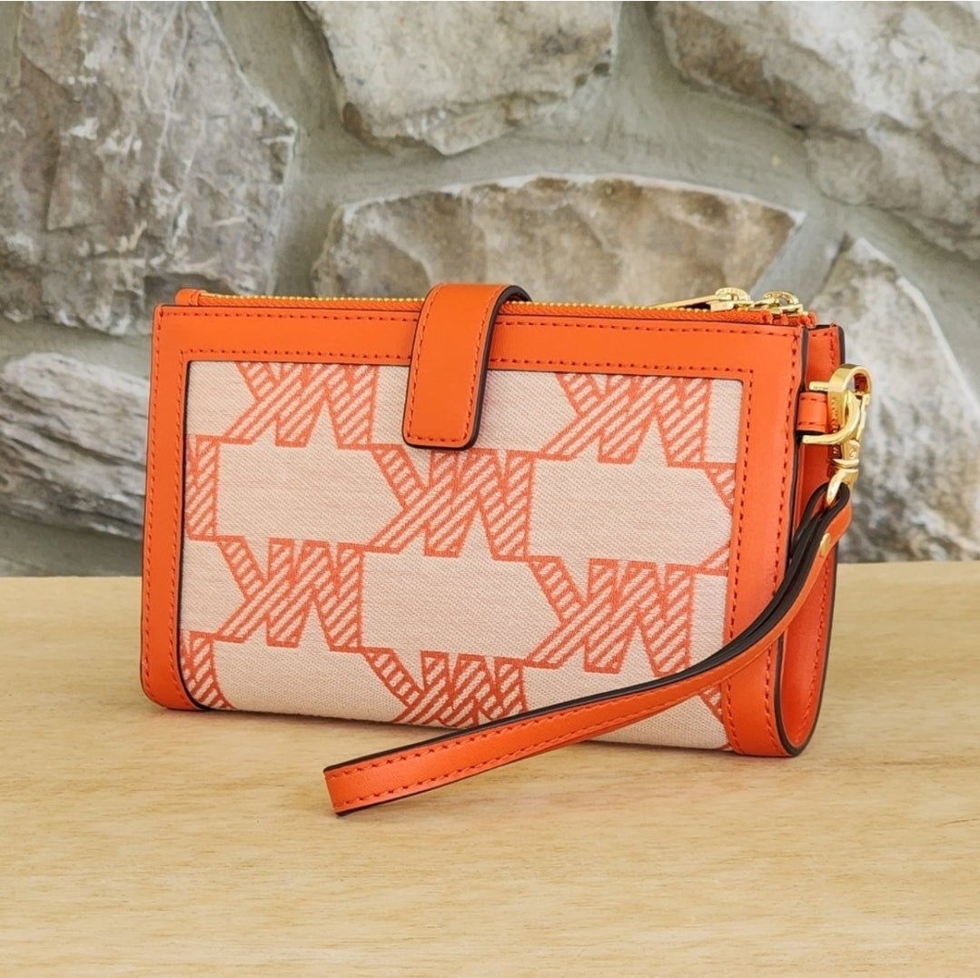 Michael Kors Jet Set Logo Double Zip Wristlet Orange
