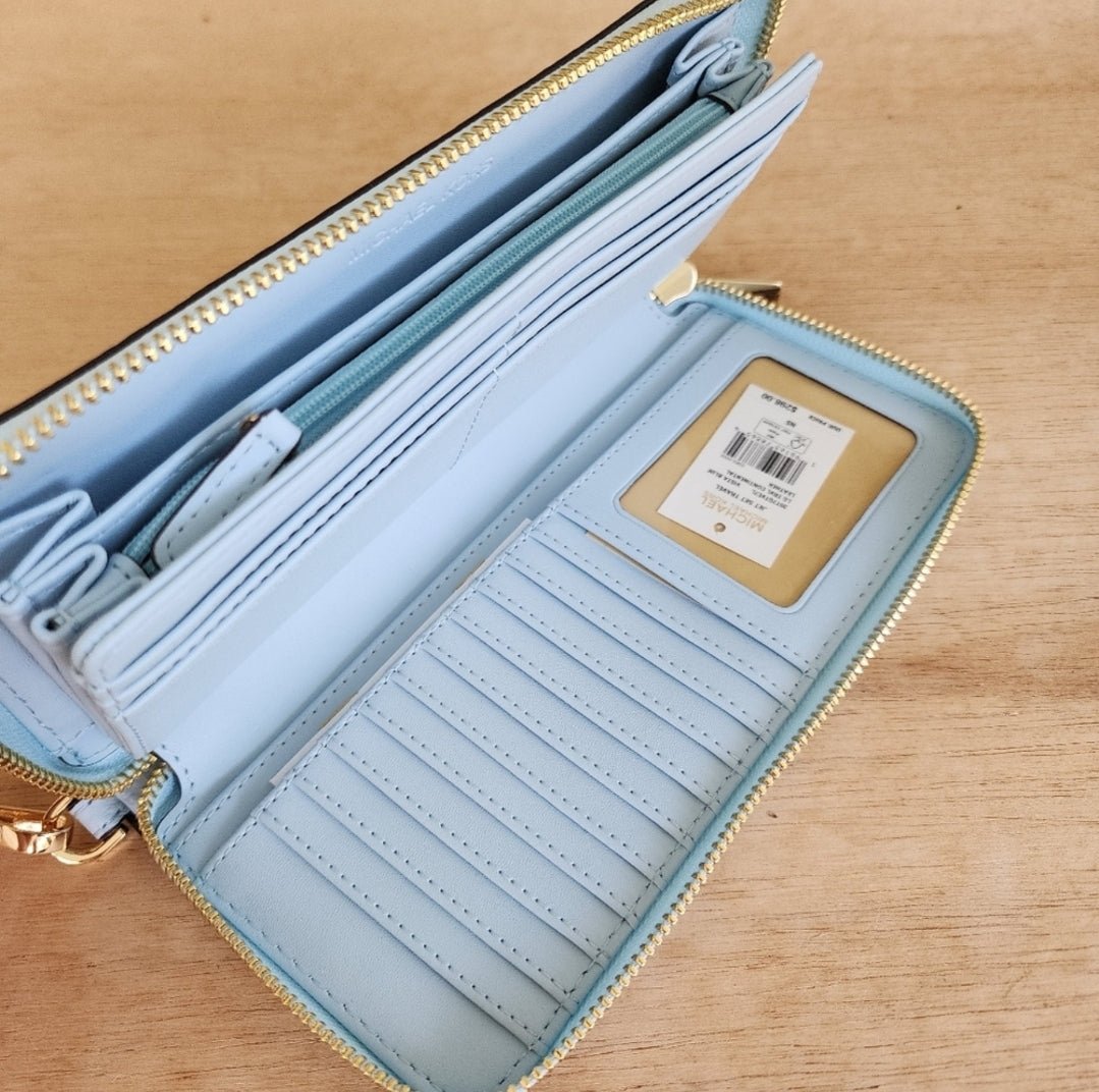 Michael Kors Jet Set Continental Wristlet Wallet Blue
