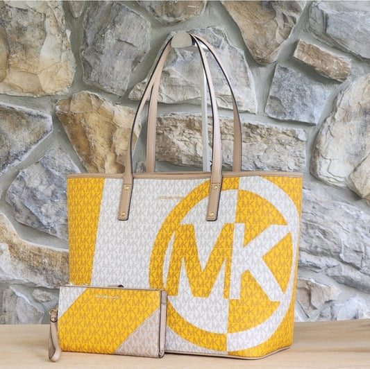 Michael Kors Carter Logo LG Color-Block Tote SET