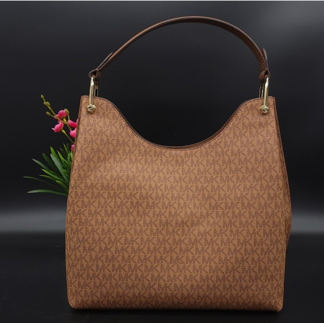 Michael Kors Joan Logo Slouchy Shoulder Bag Brown