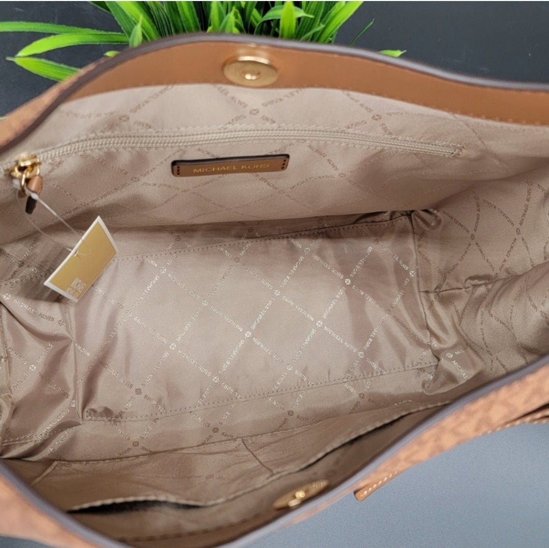 Michael Kors Joan Logo Slouchy Shoulder Bag Brown