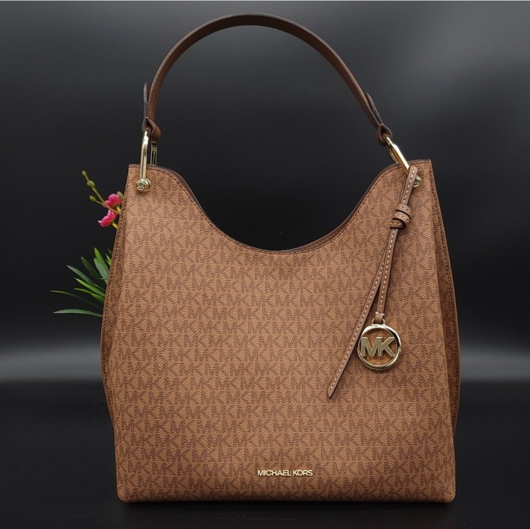 Michael Kors Joan Logo Slouchy Shoulder Bag Brown