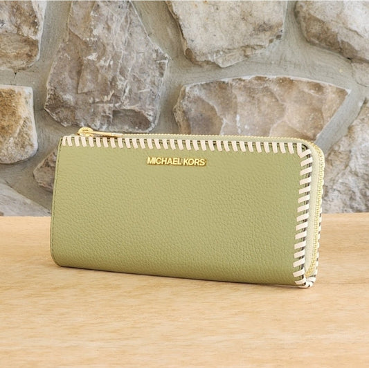 Michael Kors Jet Set Whipstitch LG Wallet Green
