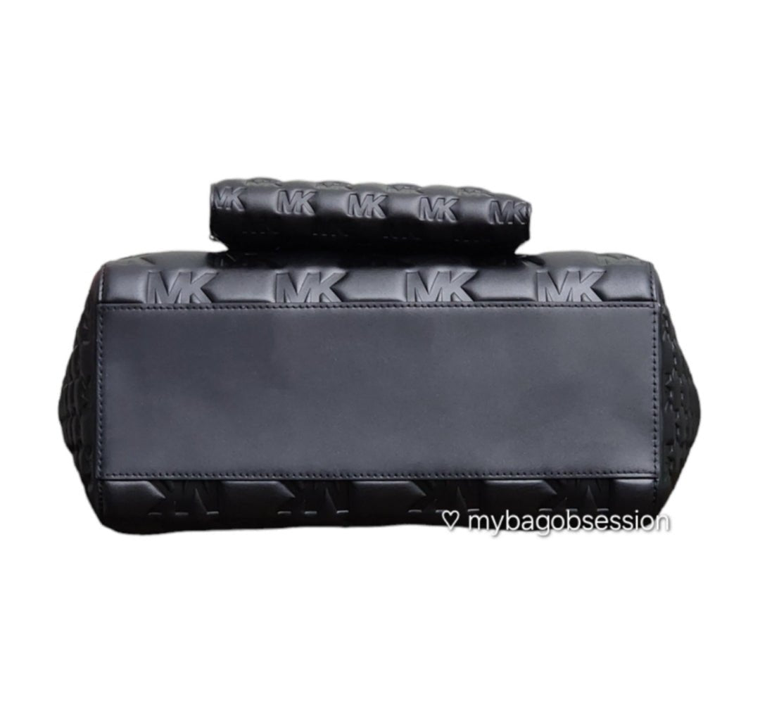 Michael Kors Sinclair Embossed Logo Tote SET Black