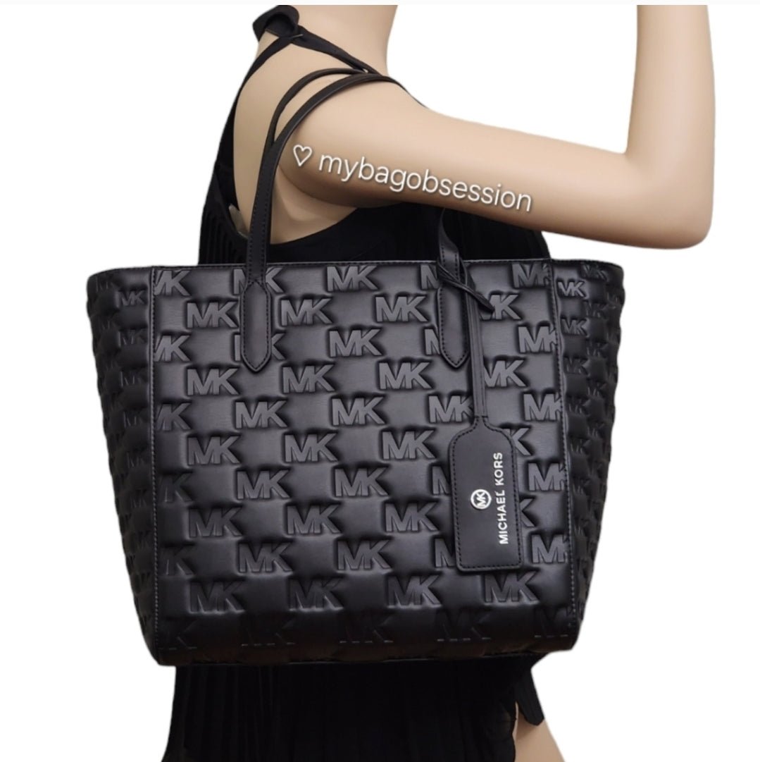 Michael Kors Sinclair Embossed Logo Tote SET Black