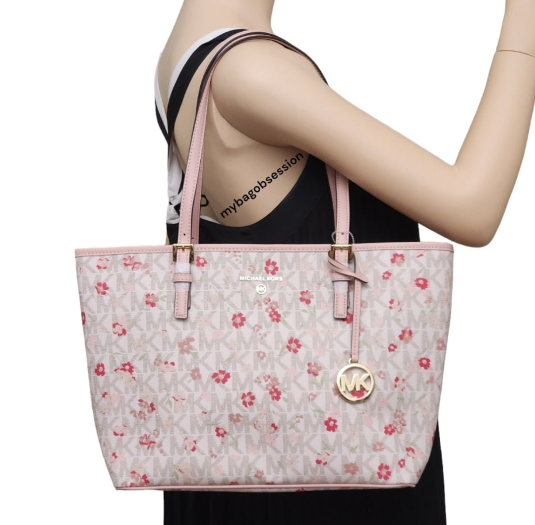 Michael Kors Jet Set Logo Floral MD Carryall Tote