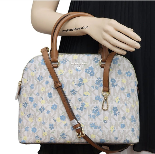 Michael Kors Cindy Logo Floral LG Satchel