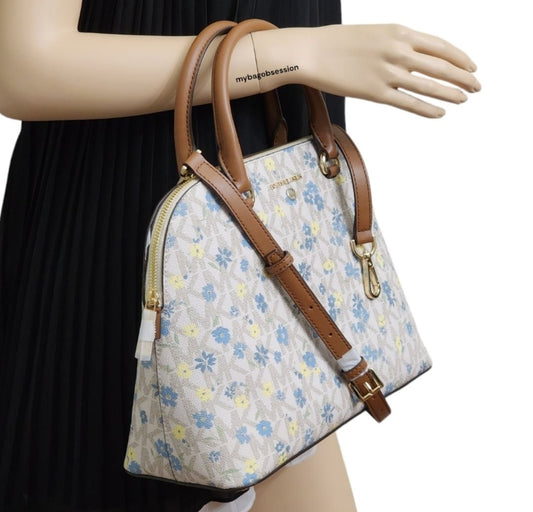 Michael Kors Cindy Logo Floral LG Satchel