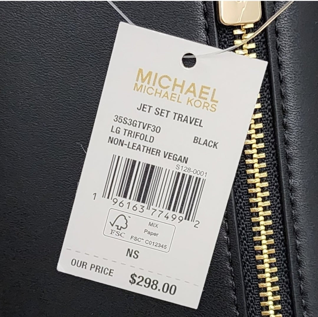Michael Kors Jet Set Studded LG Trifold Wallet Black