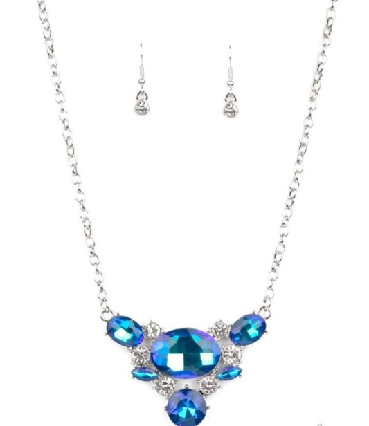 Paparazzi Cosmic Coronnation Blue Necklace & Earrings