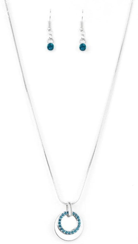 Paparazzi Front And CENTERED Blue Necklace & Earrings