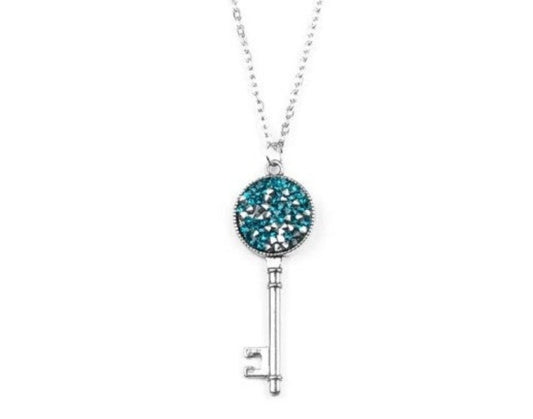 Paparazzi Key Keepsake Blue Necklace & Earrings