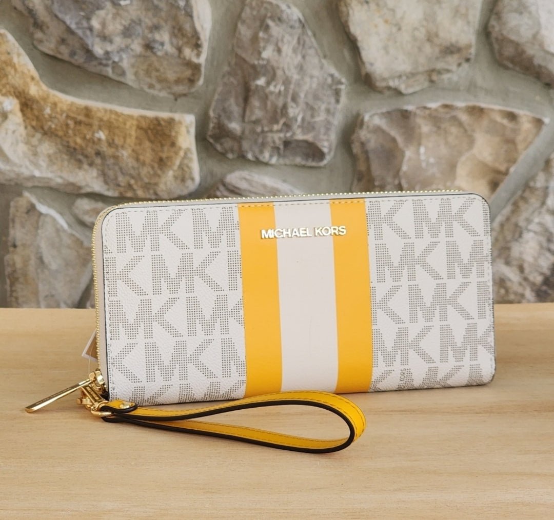 Michael Kors Jet Set Logo LG Center Stripe Wristlet