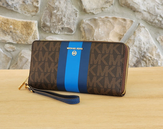Michael Kors Jet Set Logo Center Stripe Continental Wristlet